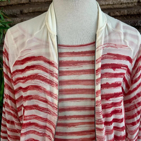 Jean Paul Gaultier Soleil 100% Silk Mesh Striped Long Sleeve Top and Jacket - Picture 3 of 10